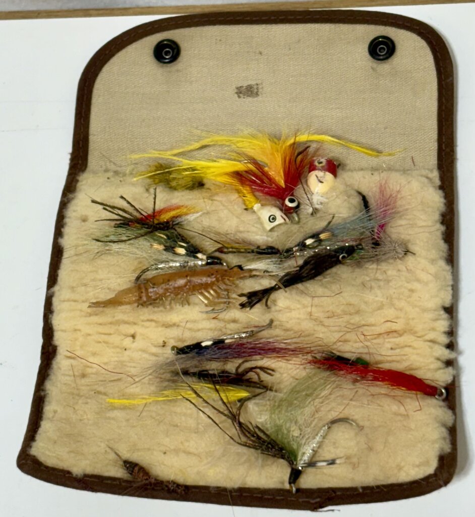 Vintage Hardy Fly Fishing Kit 7 Piece Rod in Leather Case w/ Dry Flies in Case (3Pcs)