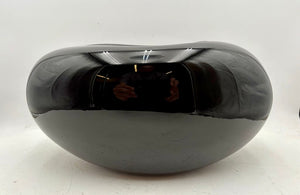 Laura De Santilla for Arcade Italian Murano Black Oval Glass Vase 7"