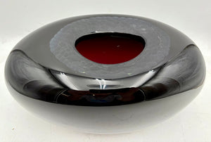 Laura De Santilla for Arcade Italian Murano Black Oval Glass Vase 7"