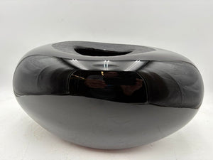 Laura De Santilla for Arcade Italian Murano Black Oval Glass Vase 7"