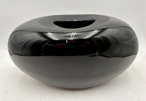 Laura De Santilla for Arcade Italian Murano Black Oval Glass Vase 7"