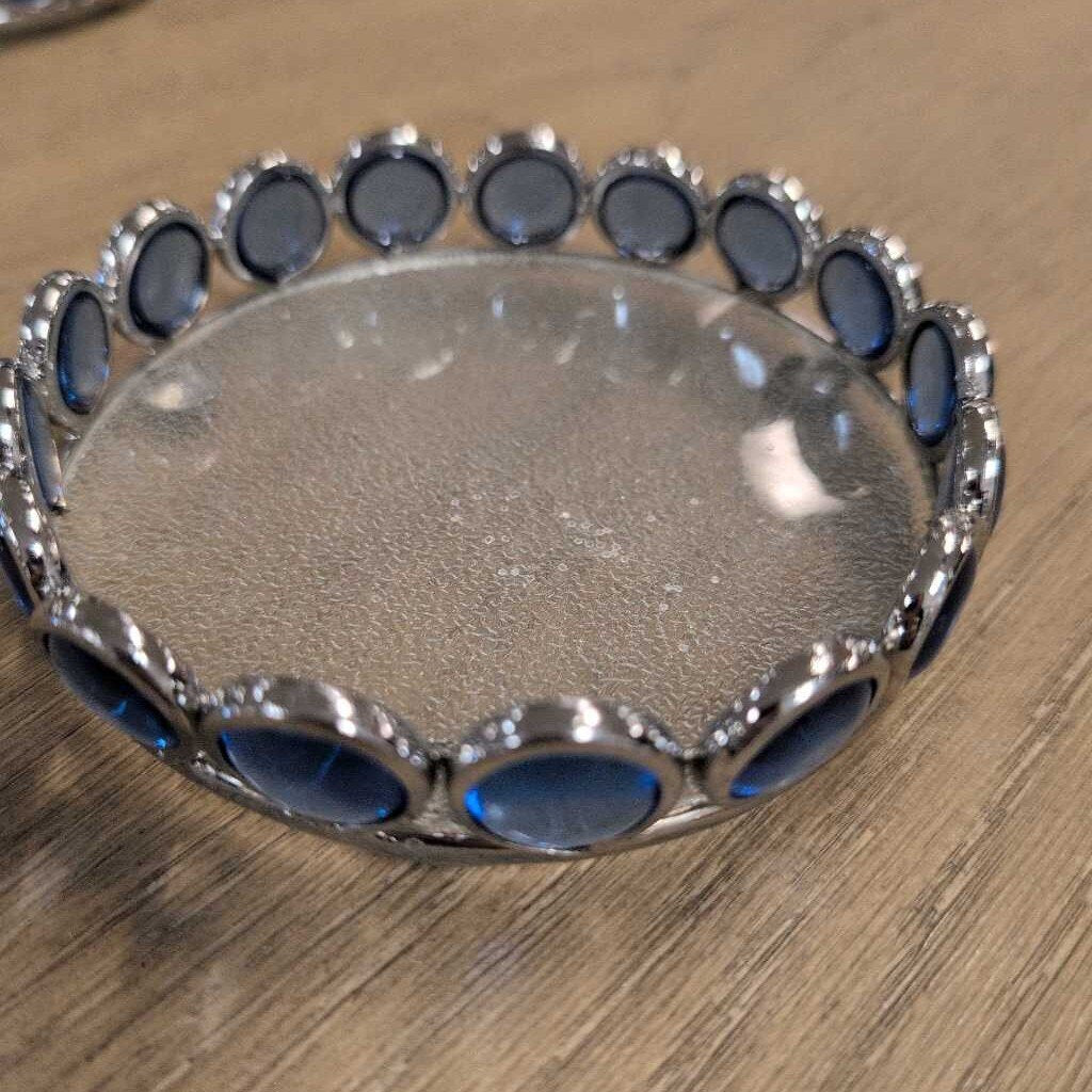 Blue Glass Wine Coaster / Candle Ring