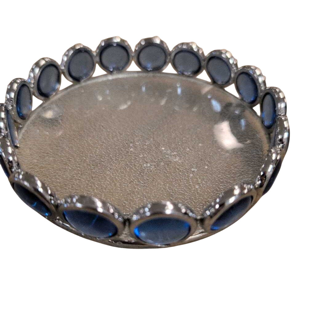 Blue Glass Wine Coaster / Candle Ring by Miss Daisy's Consignment & Auction House