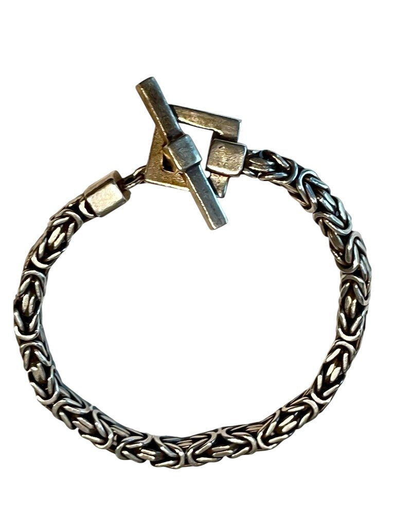 Lois Hill Sterling Byzantine Weave Scroll Toggle Bracelet