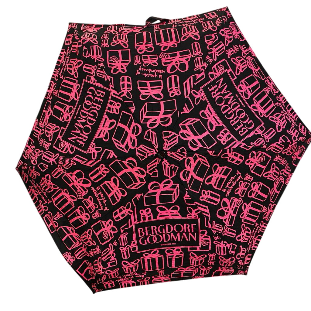 Bergdorf Goodman 111th Anniversary Compact Umbrella Neon Pink / Black by Miss Daisy's Consignment & Auction House