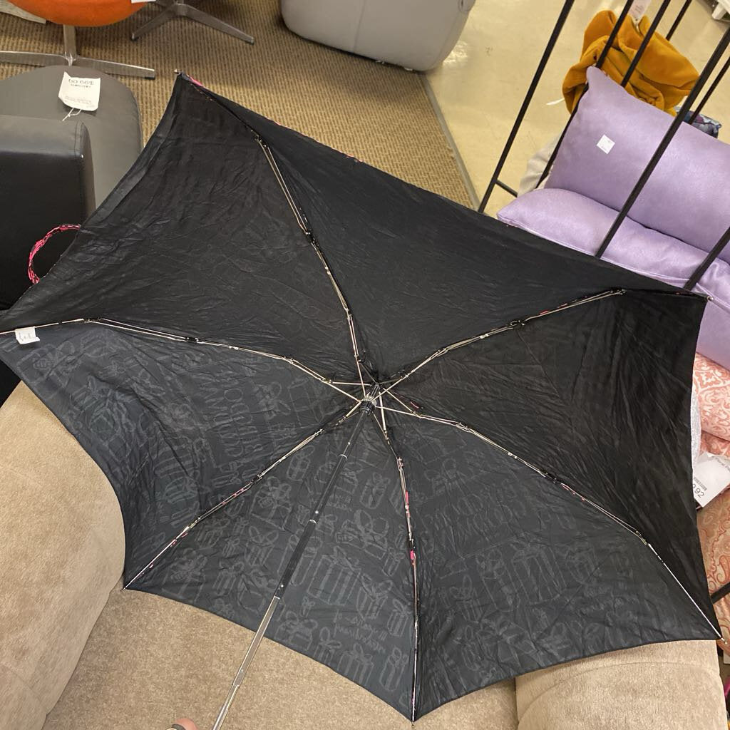Bergdorf Goodman 111th Anniversary Compact Umbrella Neon Pink / Black