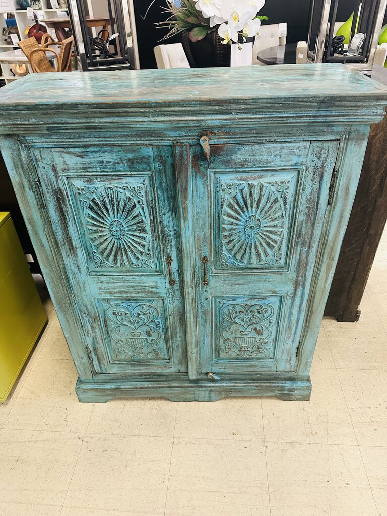 Antique Indian Painted Cabinet 34x15x41