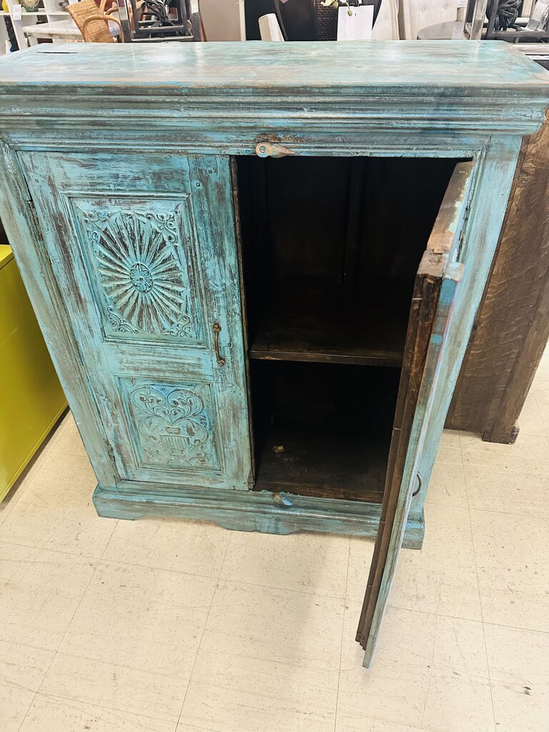 Antique Indian Painted Cabinet 34x15x41