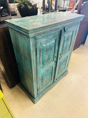 Antique Indian Painted Cabinet 34x15x41