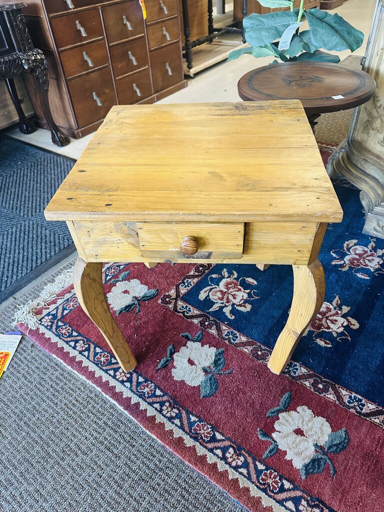 Antique Pine Side Table 21x21x23