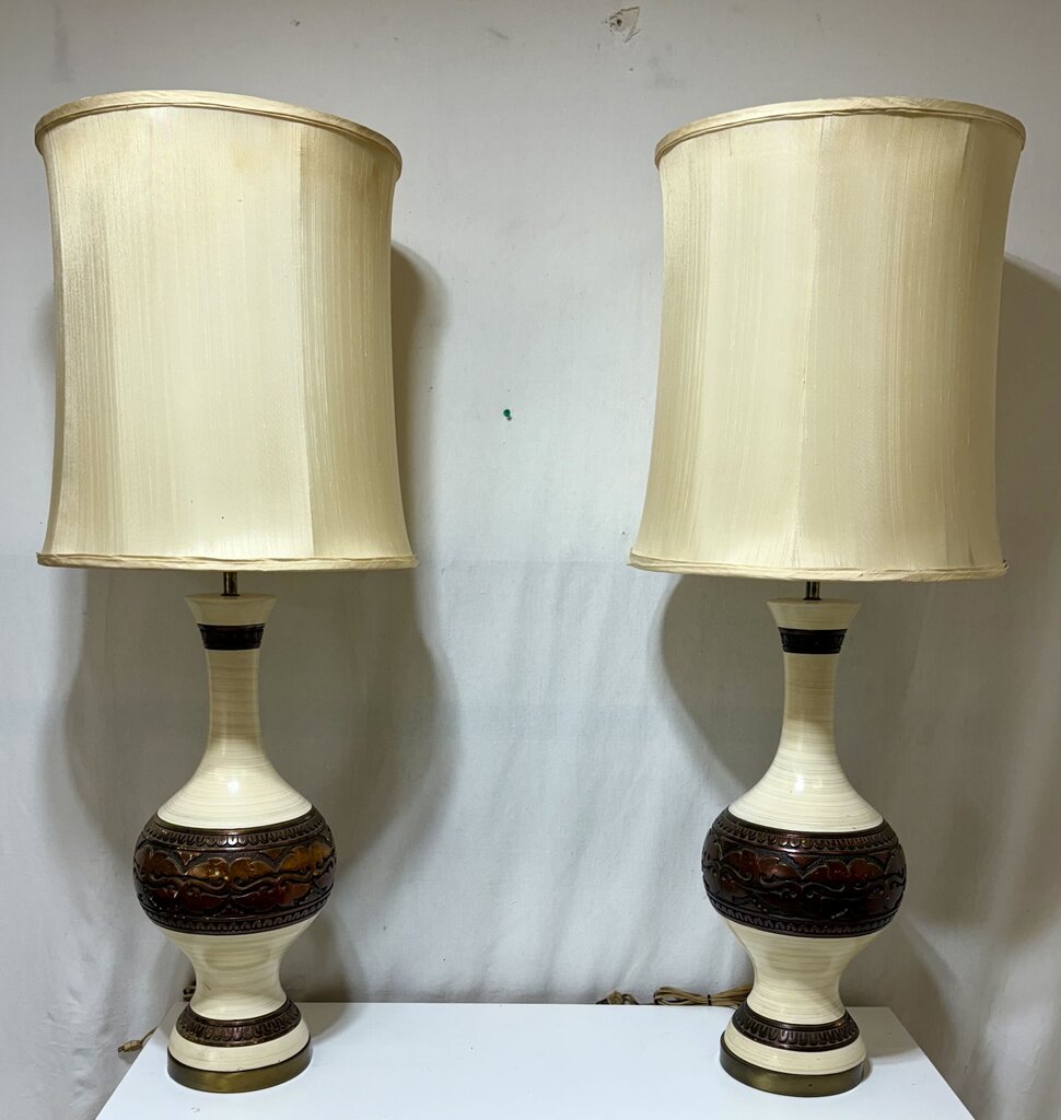 Fortune Lamp Company 1964 MCM Genie Bottle Ceramic Table Lamp (PAIR)