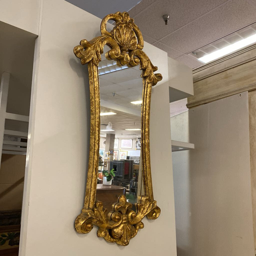 Vintage Italian Rococo Baroque Gold Mirror32x13