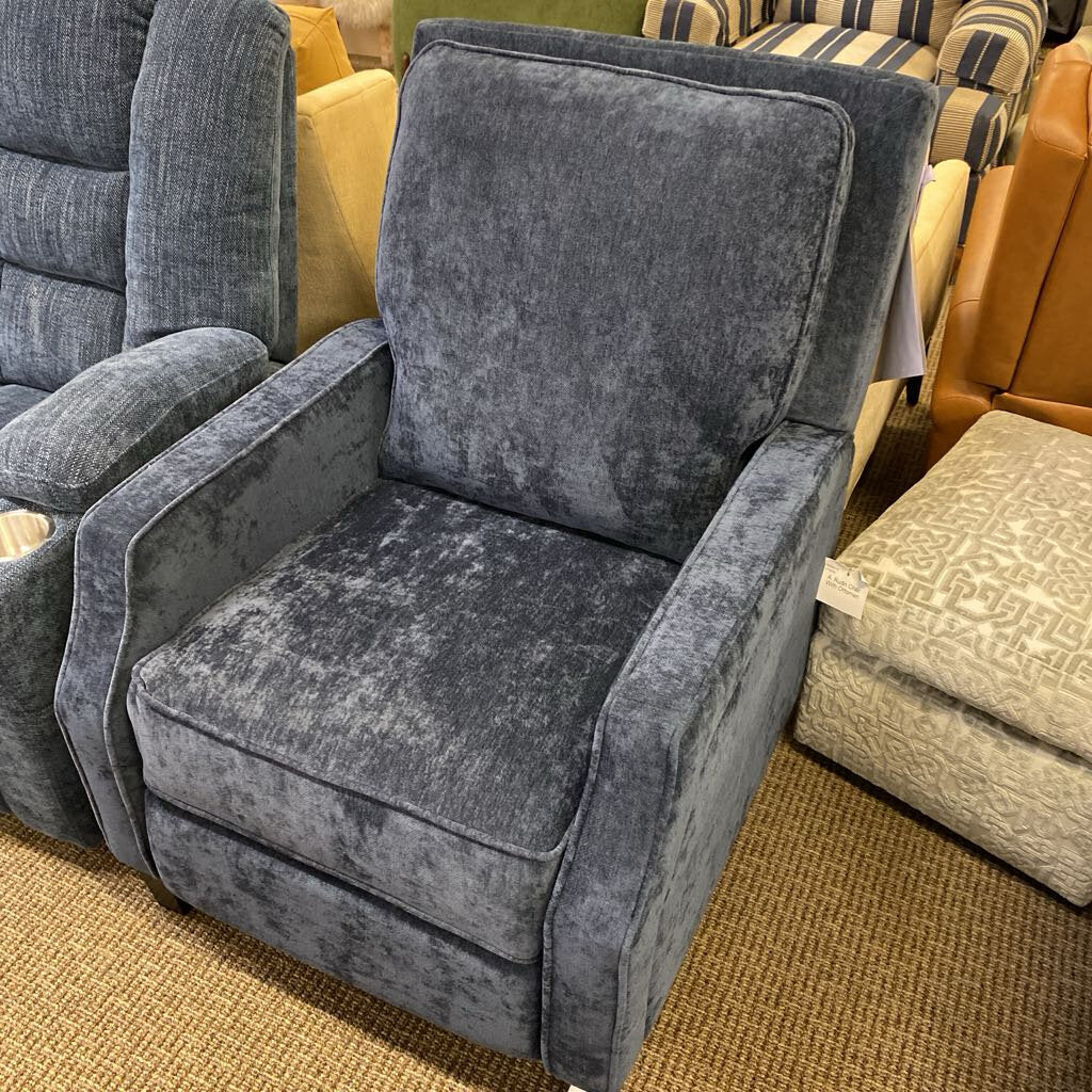 Navy Upholstered Serra Push Back Recliner