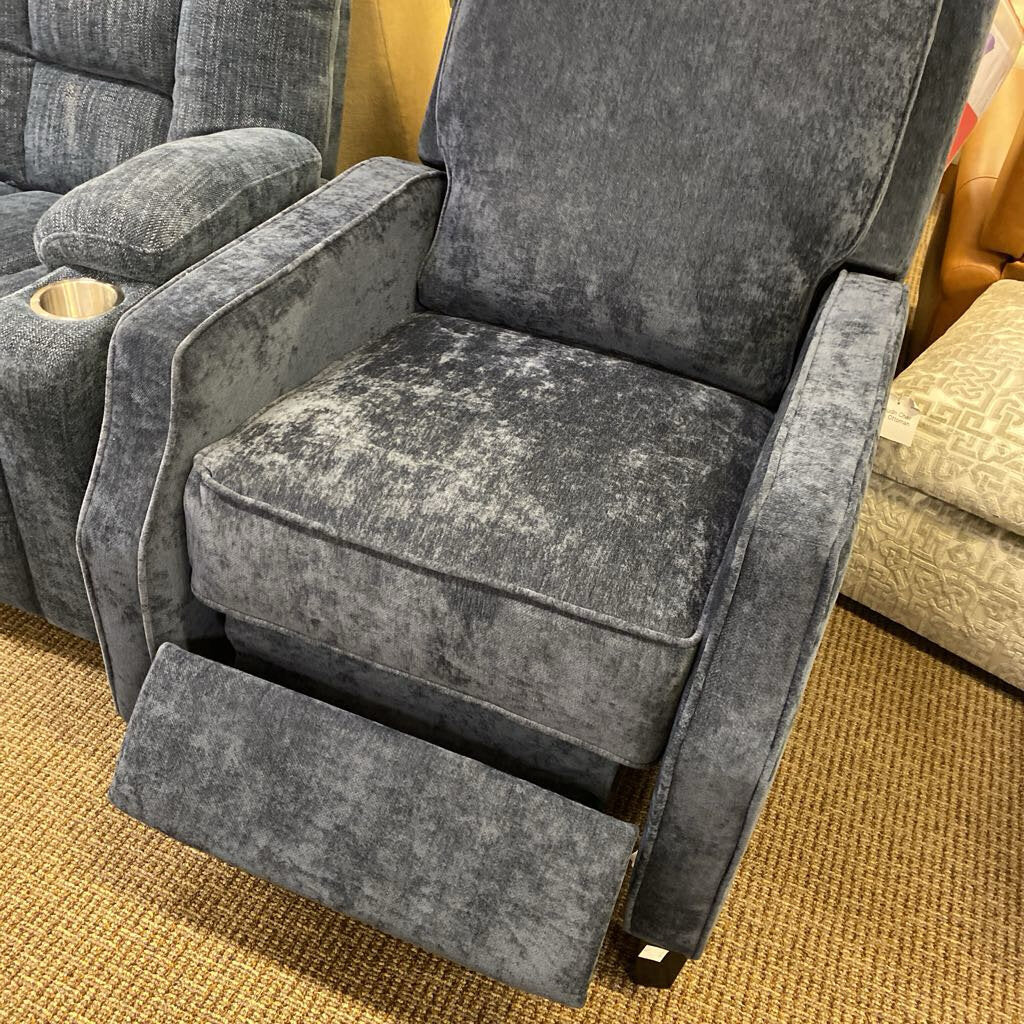 Navy Upholstered Serra Push Back Recliner