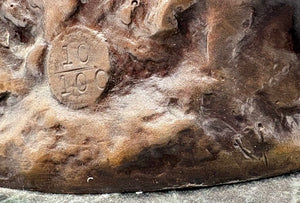 Late 19th C. Auguste Moreau "The Secret" Bronze Cast Sculpture Signed #10/100 Foundry Mark on Black Marble Base