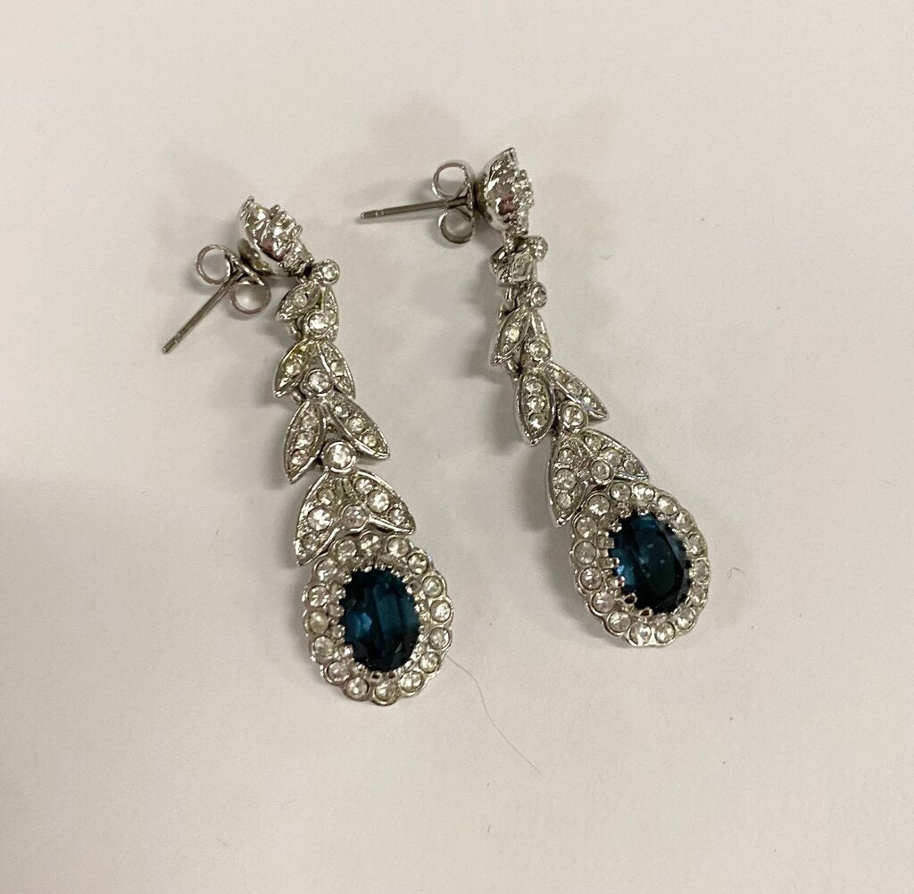 Faux Sapphire & Silver Necklace, Bracelet & Earrings