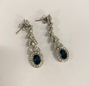 Faux Sapphire & Silver Necklace, Bracelet & Earrings