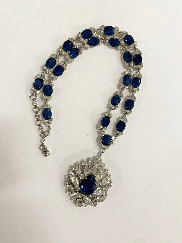 Faux Sapphire & Silver Necklace, Bracelet & Earrings