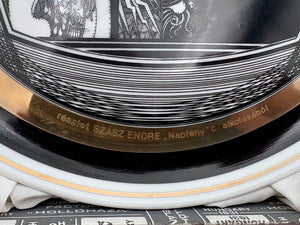 Hollohaza Hungary Endre Szasz "Sunshine" Gilt Porcelain Plate in Box