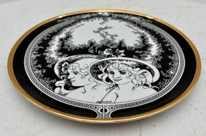 Hollohaza Hungary Endre Szasz "Woman Faces" Gilt Porcelain Plate
