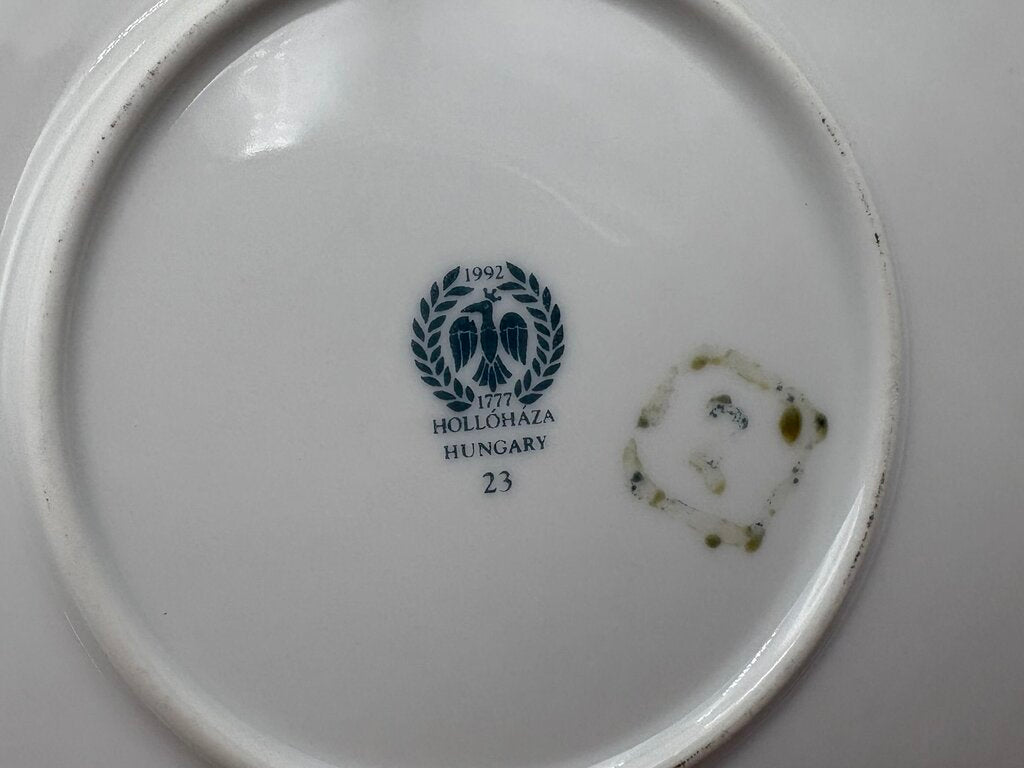 Hollohaza Hungary Endre Szasz "Woman Faces" Gilt Porcelain Plate
