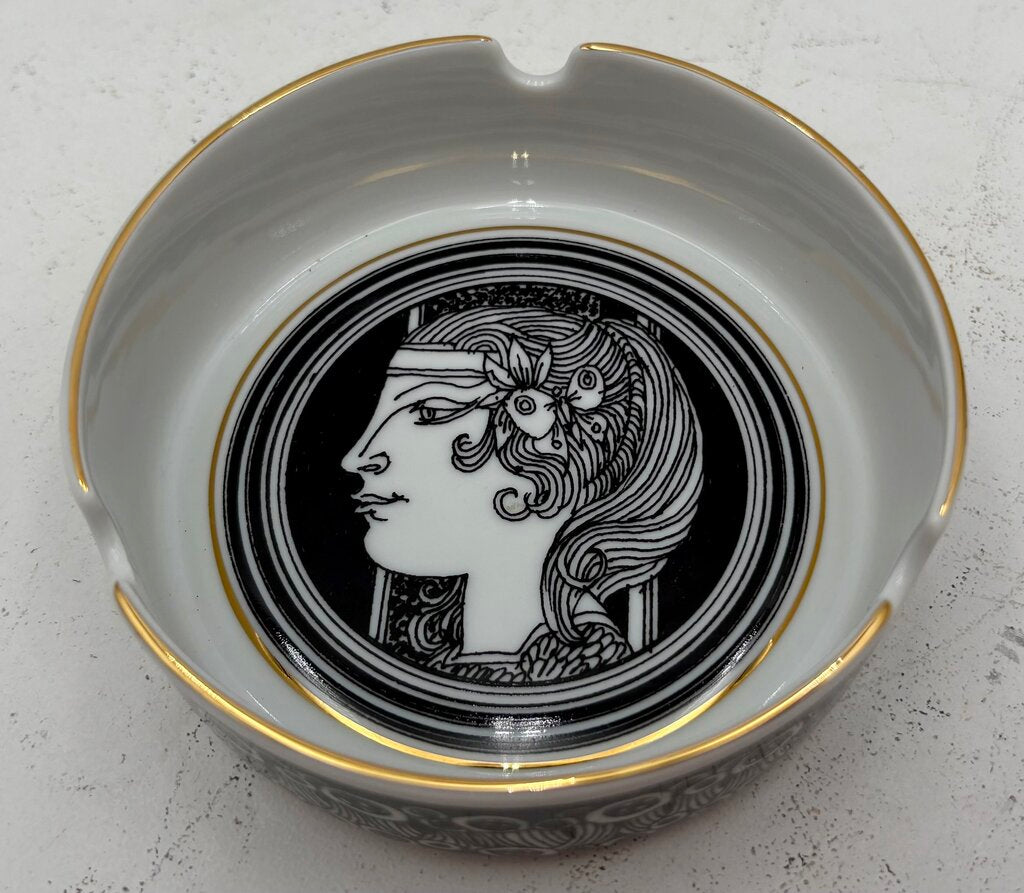 Hollohaza Hungary Endre Szasz "Butterflies" Gilt Porcelain Ashtray
