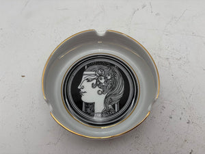 Hollohaza Hungary Endre Szasz "Butterflies" Gilt Porcelain Ashtray