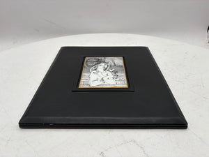 Hollohaza Hungary Endre Szasz "Girl with a Flower" Gilt Porcelain Tile Leather Bound Wall Decor