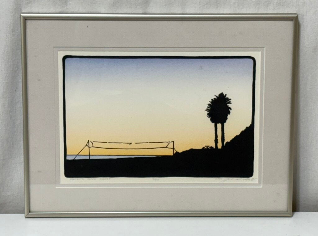 John Rindlaub "Hendry's Beach Sunset" Signed #16/200 1985 Woodblock Print