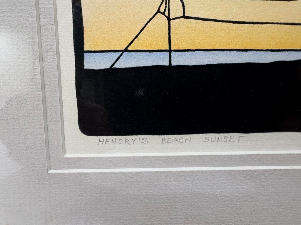 John Rindlaub "Hendry's Beach Sunset" Signed #16/200 1985 Woodblock Print