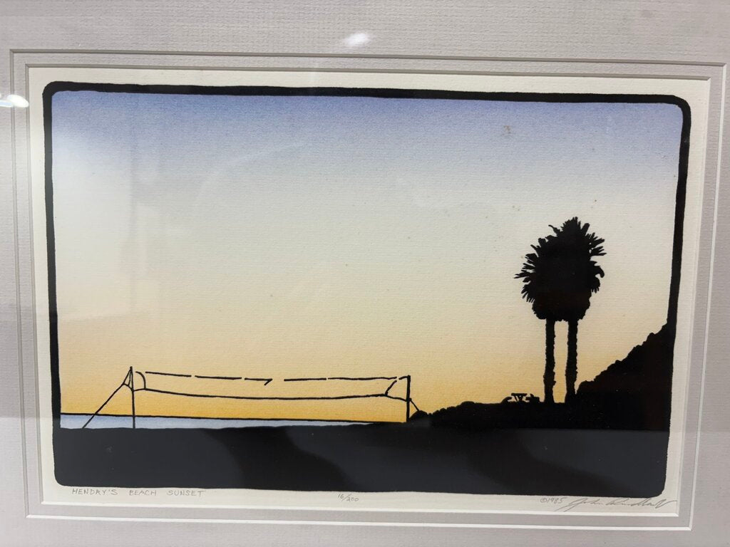 John Rindlaub "Hendry's Beach Sunset" Signed #16/200 1985 Woodblock Print