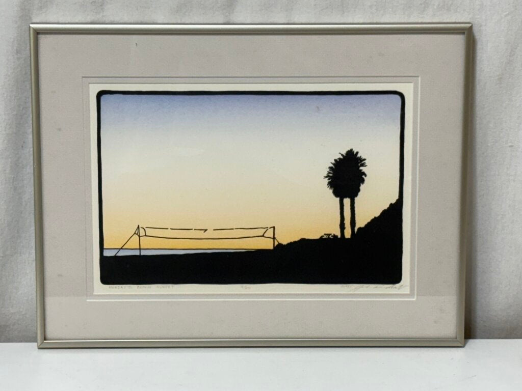 John Rindlaub "Hendry's Beach Sunset" Signed #16/200 1985 Woodblock Print