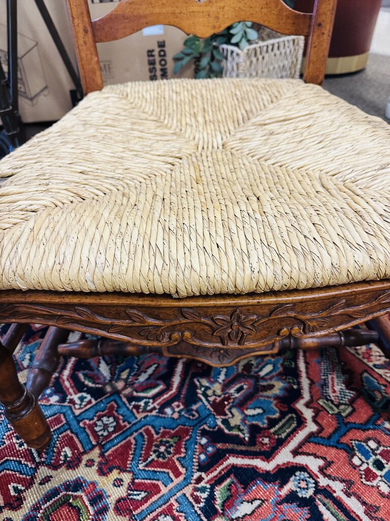 Antique French Ladder Back Rush Seat Chairs (pair)