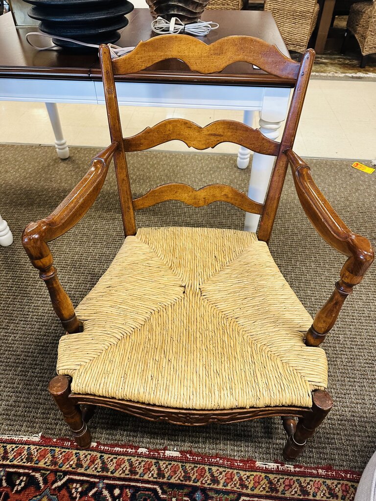 Antique French Ladder Back Rush Seat Chairs (pair)