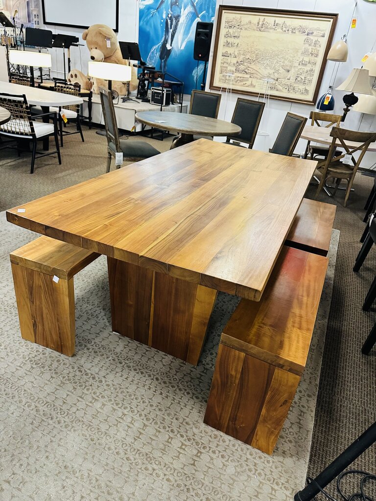 Custom Dining Table + 4 Benches 74x39x30
