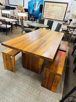 Custom Dining Table + 4 Benches 74x39x30