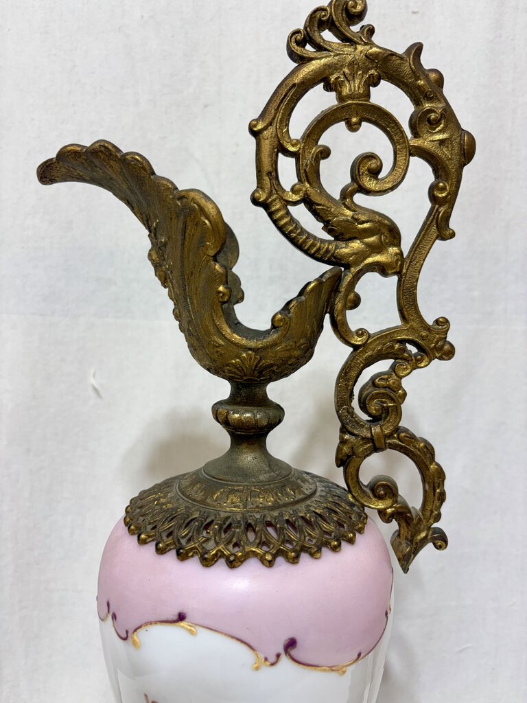 Pasargad DC Bronze Porcelain Painted Gilt Garland Ewer Urns (Set of 2)