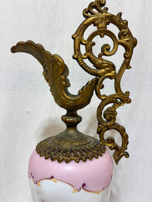 Pasargad DC Bronze Porcelain Painted Gilt Garland Ewer Urns (Set of 2)