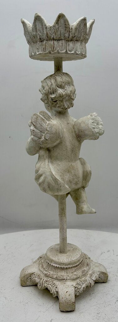 Elements White Musical Cherub Candle Holder 16"