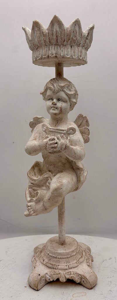 Elements White Musical Cherub Candle Holder 16"