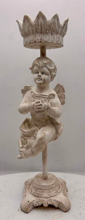 Elements White Musical Cherub Candle Holder 16"