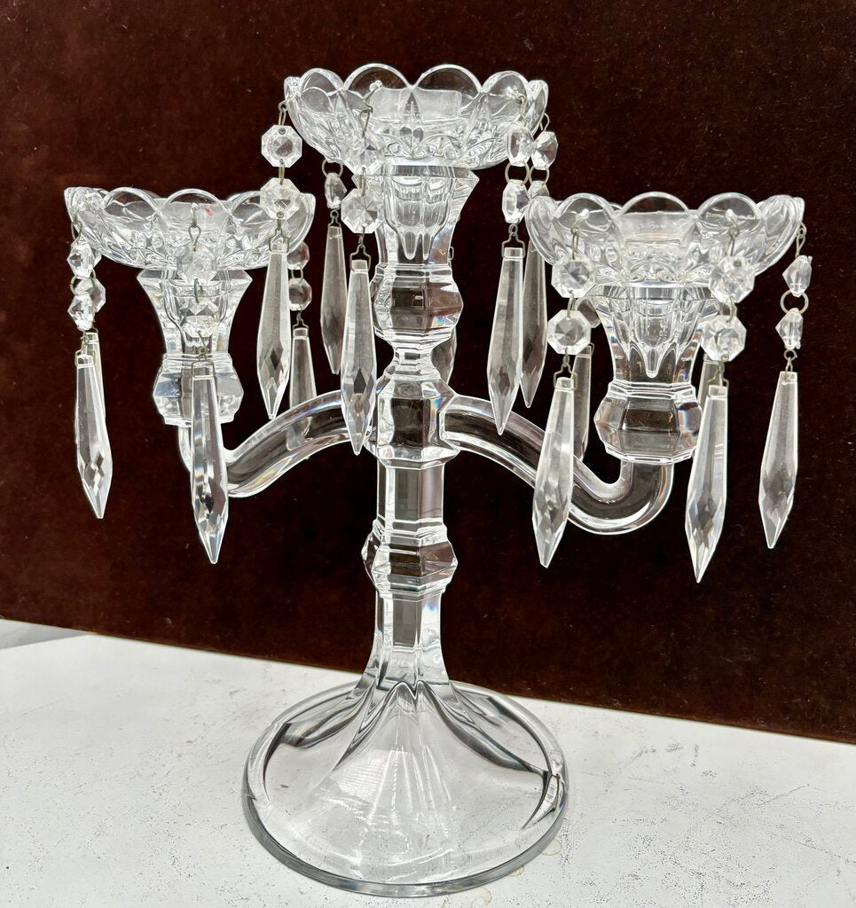 Czech Republic Royal Limited Lead Crystal 3 Candle Candelabra 11.25"