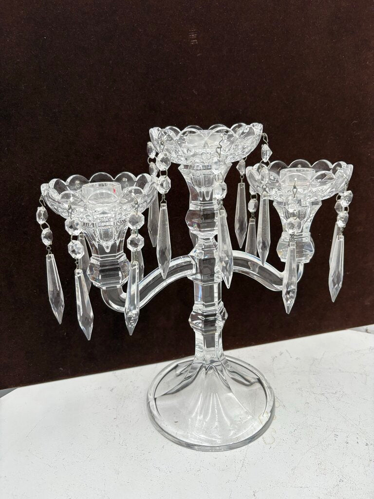 Czech Republic Royal Limited Lead Crystal 3 Candle Candelabra 11.25"