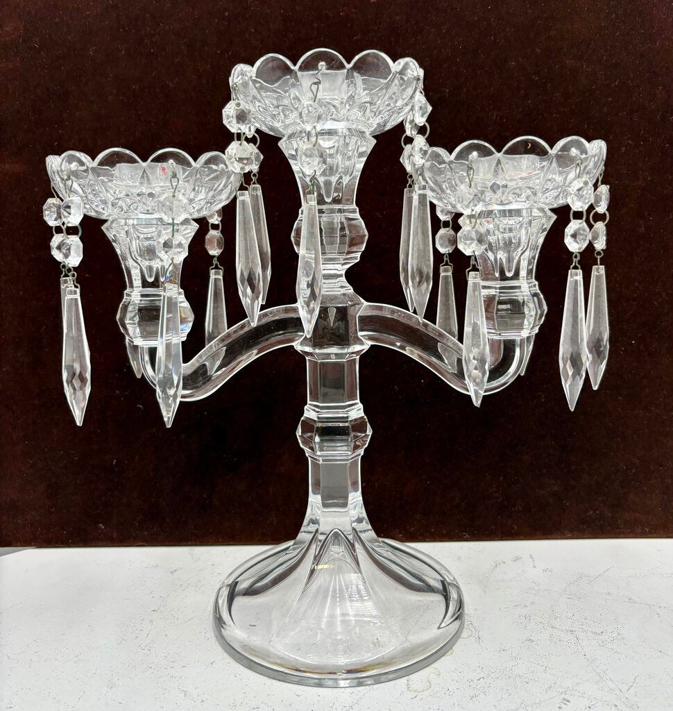 Czech Republic Royal Limited Lead Crystal 3 Candle Candelabra 11.25"