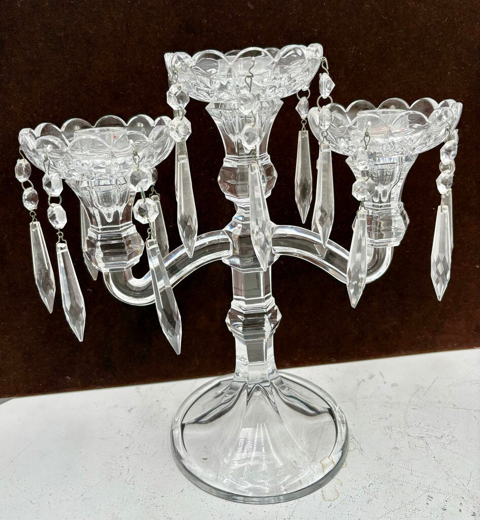 Czech Republic Royal Limited Lead Crystal 3 Candle Candelabra 11.25"