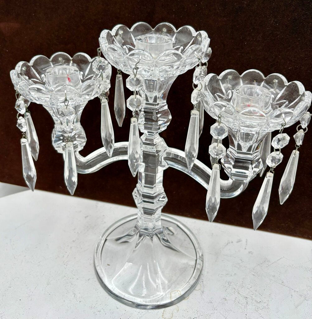 Czech Republic Royal Limited Lead Crystal 3 Candle Candelabra 11.25"