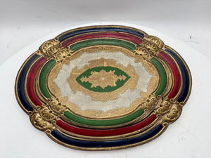 Italian Gilt Painted Florentine Nested Oval Wood Tray Set (3Pcs)