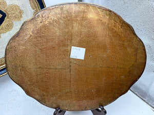 Italian Gilt Painted Florentine Nested Oval Wood Tray Set (3Pcs)