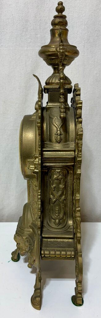 Uranio Quartz Retro Victorian Brass Mantel Clock & Candelabra Set (3Pcs)