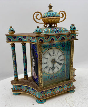 Chinese Brass and Cloisonné Mantel Clock (Not Working)